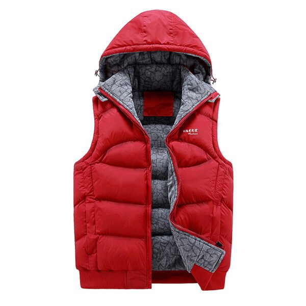 Men's Hooded Thick Loose Casual Jacket Vest - Image 3