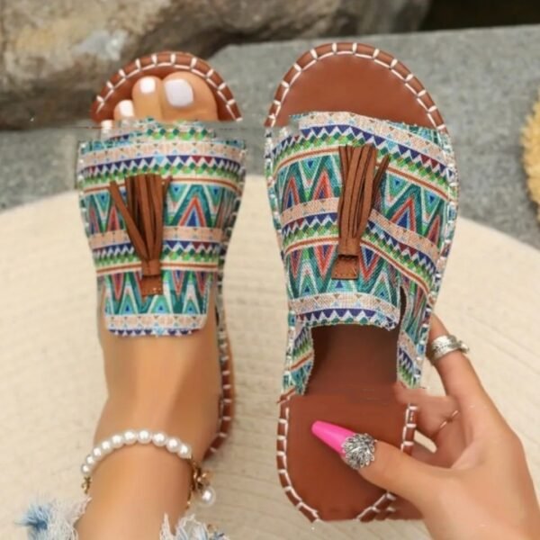 Women's Tassel Large Size Flat Bottom Slippers - Image 5