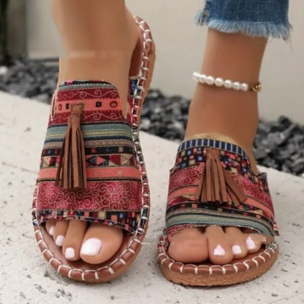 Women's Tassel Large Size Flat Bottom Slippers - Image 2