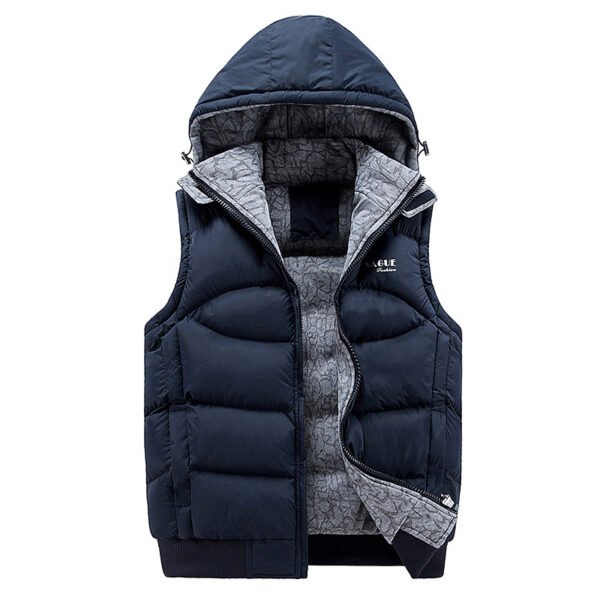 Men's Hooded Thick Loose Casual Jacket Vest - Image 4