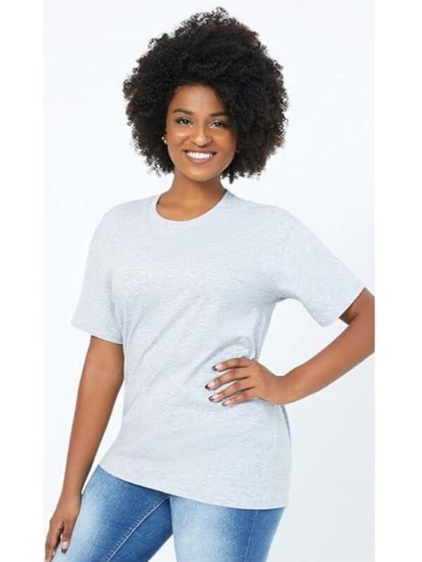 Neat White Basic Crewneck Short Sleeve Cotton Polyester Water Repellent Tops T Shirts Tee For Women - Image 5