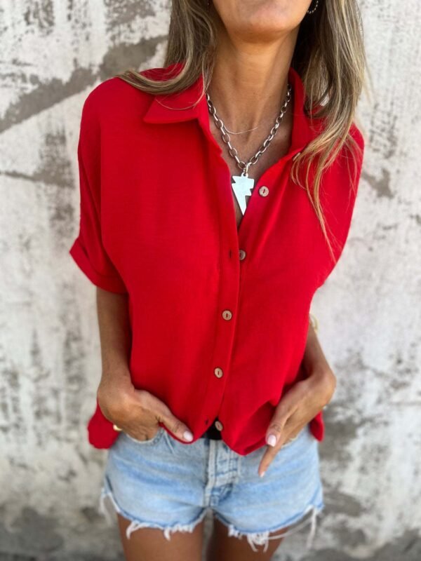 Women's Turn-down Collar Casual Blouse Tops Ladies - Image 10